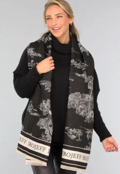 Omslagdoek met Print in Zwart