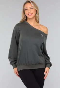 One Shoulder Antraciet Trui