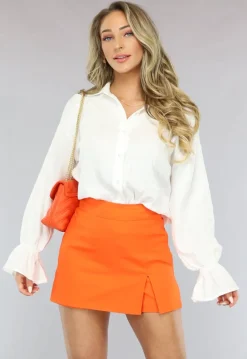 Oranje Aansluitende Skort met Split