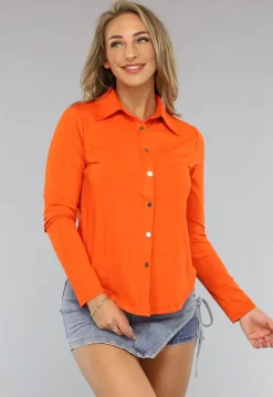 Oranje Blouse met Gouden Knopen