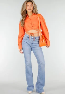 Oranje Blouse met Strap Details