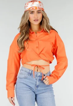 Oranje Blouse met Strap Details