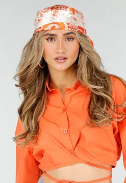 Oranje Blouse met Strap Details
