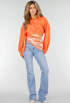 Oranje Blouse met Strap Details