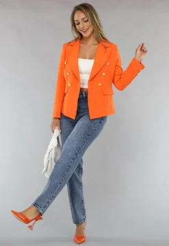 Oranje Button Blazer