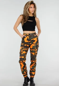 Oranje Camouflage Cargo Broek met Steekzakken