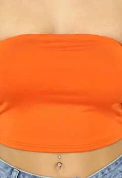 Oranje Elastische Strapless Bandeau Top
