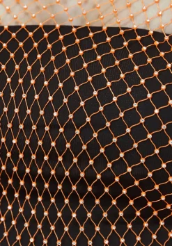 Oranje Glitter Fishnet Crop Top