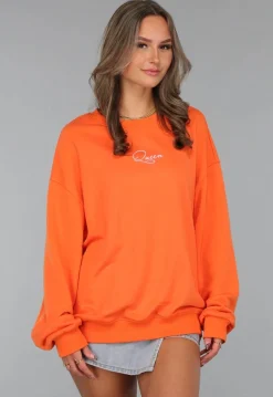 Oranje Koningsdag Sweater Dames met Queen Bae Print