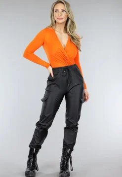 Oranje Longsleeve Basic Body met Overslag