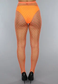 Oranje Netpanty met Grote Fishnet