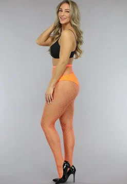 Oranje Netpanty met Grote Fishnet