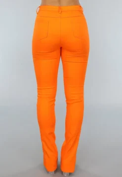Oranje Skinny Jeans met Split