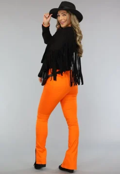 Oranje Skinny Jeans met Split