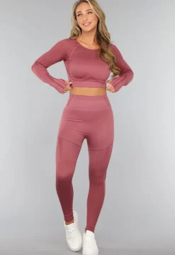 Oudroze Longsleeve Fitness Set met Duimgaten
