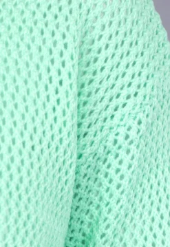 Oversized Mintgroen Gebreid Vest met Knopen en Zakken