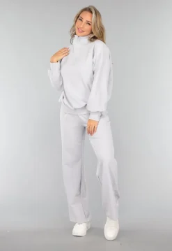 Oversized Trui met Rits in Lichtblauw