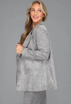 Oversized Zilveren Glitter Blazer