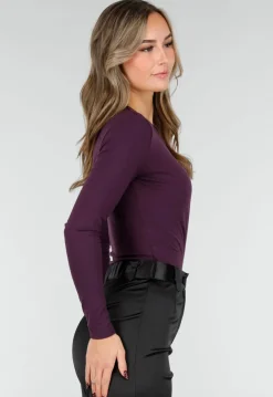 Paarse Body met Stretch Lange Mouw