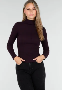 Paarse Coltop met Lange Mouwen en Stretch