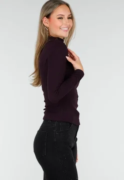 Paarse Coltop met Lange Mouwen en Stretch