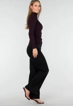 Paarse Coltop met Lange Mouwen en Stretch