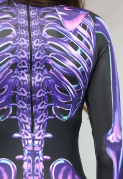 Paarse Cyber Skeletten Print Jumpsuit
