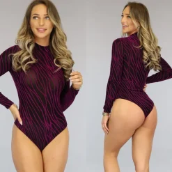 Paarse Glitter Body met Vloeiende Lijnen Patroon