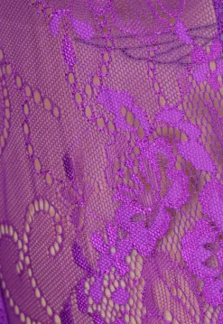 Paarse Kanten Lingerie Set met Handschoenen