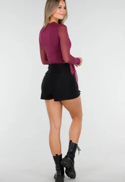 Paarse Mesh Wrap Top met Striksluiting
