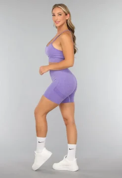 Paarse Sportieve Set met Biker Short