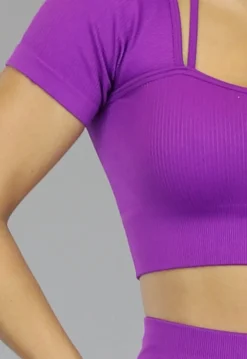 Paarse Sporttop met Vierkante Hals en Straps