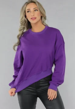 Paarse Sweater met Schuine Afwerking