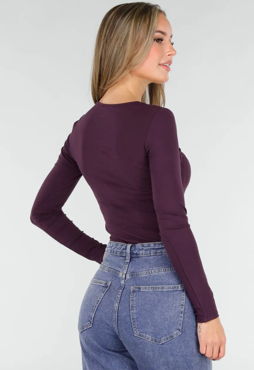 Paarse Top met Cut Out Detail