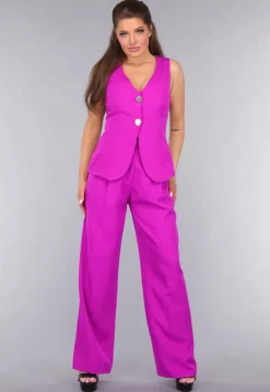 Pantalon en Gilet Suit in Fluoriserend Magenta