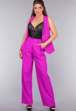 Pantalon en Gilet Suit in Fluoriserend Magenta