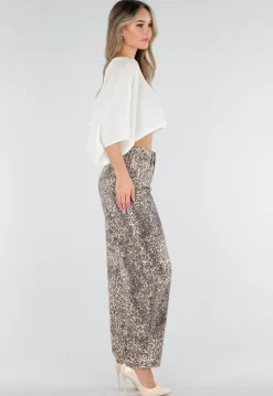 Panterprint Balloon Jeans met High Waist en Barrel Pijpen