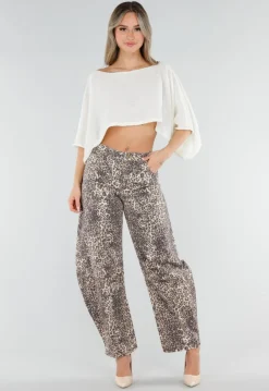 Panterprint Balloon Jeans met High Waist en Barrel Pijpen