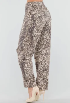 Panterprint Balloon Jeans met High Waist en Barrel Pijpen