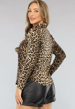 Panterprint Blouse met Lange Mouwen