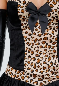 Panterprint Katten Kostuum met Ruffle Rok en Stretch