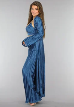 Petrol Plissé 3 Piece met Lang Vest