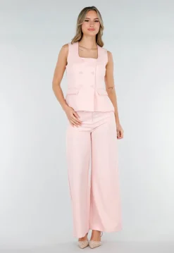 Poederroze Mouwloze Blazer Top