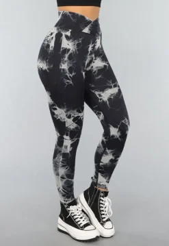 Print Stretch Overslag Legging met Tie Dye