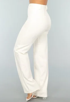 Rechte Aansluitende Offwhite Pantalon met Stretch
