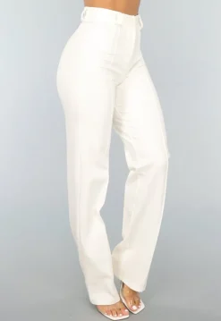 Rechte Aansluitende Offwhite Pantalon met Stretch
