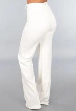 Rechte Cremekleurige Pantalon met Stretch in Tall Model