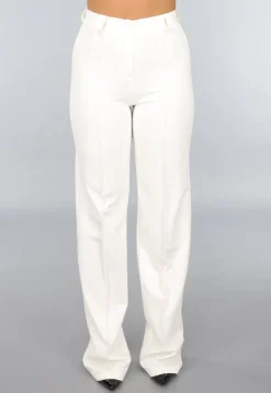 Rechte Cremekleurige Pantalon met Stretch in Tall Model