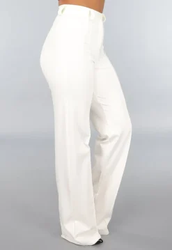 Rechte Cremekleurige Pantalon met Stretch in Tall Model