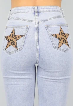 Rechte Jeans met Panterprint Sterren